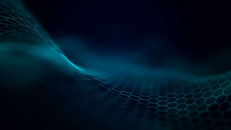 Structural communication of data transmission. Futuristic hexagon illustration. Technology concept.