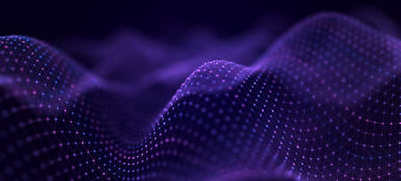Abstract wave of sound particles. Equalizer for music. Signal transmission. 3D