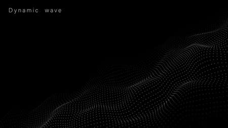 A wave of particles. Abstract 3d vector illustration on a dark background.のイラスト素材