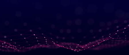 Technological background with interweaving of lines and dots. Network connection structure. Digital...
