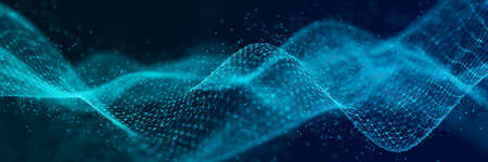 Abstract technology stream background. Digital dynamic wave of dots. Network connection structure....