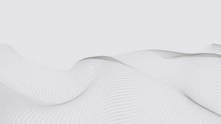 A wave of particles. Futuristic dot wave on white background. Dynamic wave. 3dの写真素材