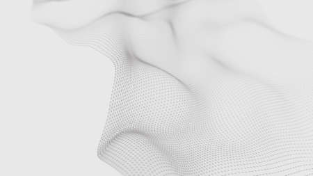 A wave of particles. Futuristic dot wave on white background. Dynamic wave. Wave 3dの写真素材