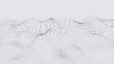 A wave of particles. Futuristic dot wave on white background. Dynamic wave. Wave 3d