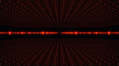 Musical abstract background. Sound waves corridor. Interlacing of sound particles. 3d