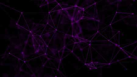 Abstract background with connecting dots and lines. Distribution of triangular shapes in space. Big...