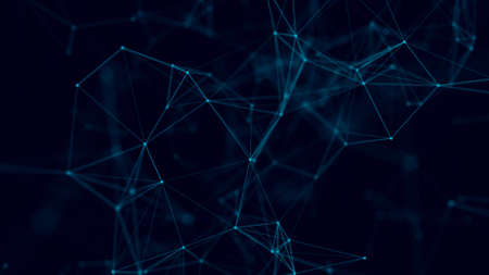 Abstract background with connecting dots and lines. Distribution of triangular shapes in space. Big...