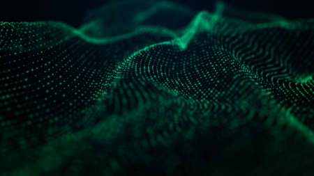 Futuristic background of points and lines with a dynamic wave. Big data. Abstract background 3d