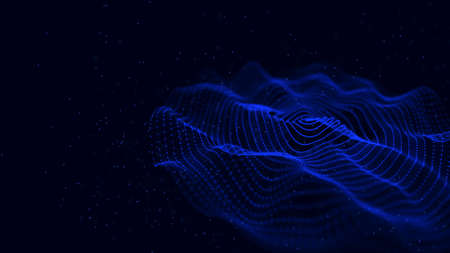 Abstract background with spider web. Dynamic wave of particles. Big data. 3d