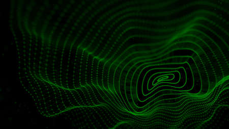 Abstract background with spider web. Dynamic wave of particles. Big data. 3d