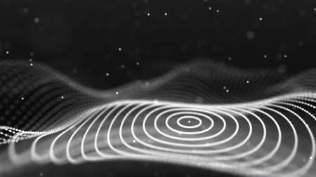 Abstract background with spider web. Dynamic wave of particles. Big data. 3d