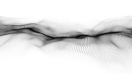 Wave of particles. Futuristic point wave. Vector illustration. Abstract background with a dynamic wave.のイラスト素材