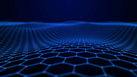 Futuristic hexagon abstract background. Analysis and automation of data on artificial intelligence. Big data. 3D rendering. 4kの写真素材