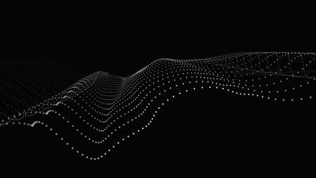 Wave of particles. Futuristic point wave. Vector illustration. Abstract background with a dynamic wave.のイラスト素材
