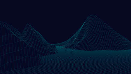 Technology vector illustration. Abstraction. Landscape design of mountains. 3dのイラスト素材