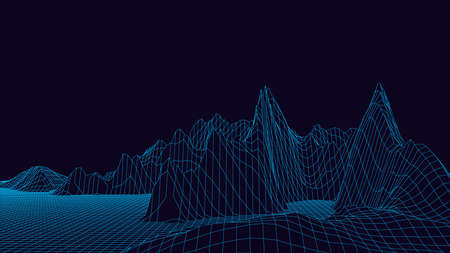 Technology vector illustration. Abstraction. Landscape design of mountains. 3dのイラスト素材