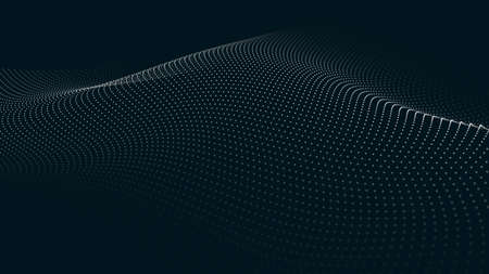 Wave of particles. Futuristic point wave. Vector illustration. Abstract background with a dynamic wave.のイラスト素材