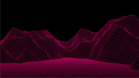 Technology vector illustration. Abstraction. Landscape design of mountains. 3d