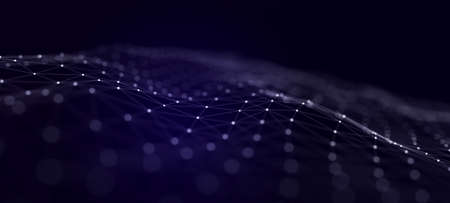 Connected polygons in a geometric background. Cybernetic particles network connection 3d.の写真素材