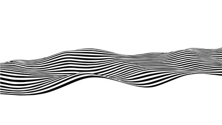 Black and white abstract wave. Optical illusion. Twisted vector illustration. Cheating.のイラスト素材