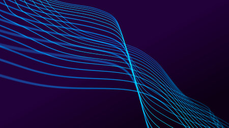 Abstract wave of sound particles. Equalizer for music. Signal transmission. 3Dの写真素材