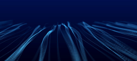 Futuristic background of points with a dynamic wave. Big data. Abstract background 3d. 4kの写真素材
