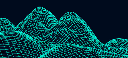 Technology vector illustration. Abstraction. Landscape design of mountains. 3d