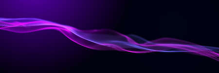 The musical stream of sounds. Abstract background with interweaving of colored dots and lines. 3D