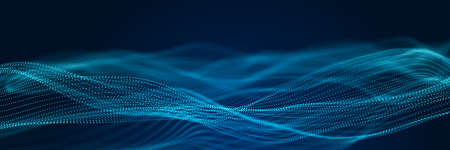 Futuristic background of points with a dynamic wave. Excellent data visualization. 3D.の写真素材