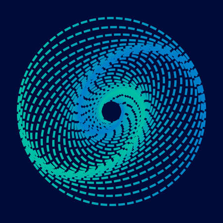 Twisted colored spiral. Curved wireframe tunnel. Vector logo element.のイラスト素材