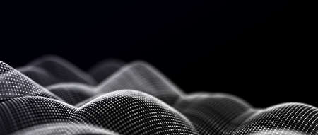 The structure of connecting to the network of moving points. Information flow. Digital background. 3D rendering.の写真素材