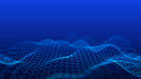 The structure of connecting to the network of moving points. Information flow. Digital background....