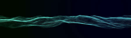 Abstract technology stream background. Digital dynamic wave of dots. Network connection structure....