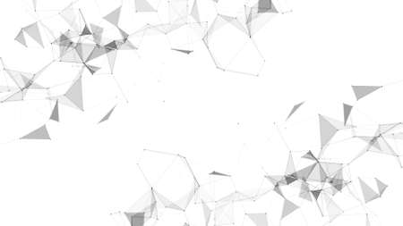 The distribution of triangular shapes in space. Network connection structure. Big data digital background. 3D.の写真素材