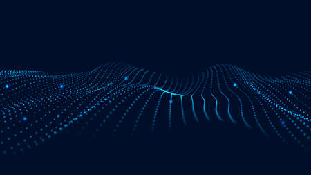 A wave of particles. Abstract 3d vector illustration on a dark background.のイラスト素材