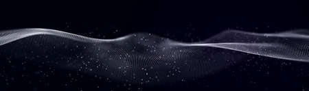 Abstract technology stream background. Digital dynamic wave of dots. Network connection structure. 3D.の写真素材