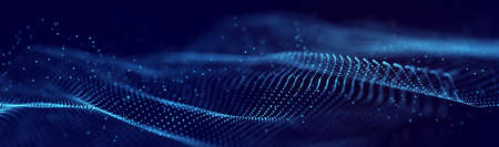 Digital technology. Futuristic background of glowing particles in motion. Large amount of data. 3D.の写真素材