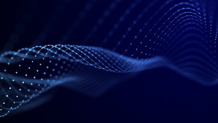 Wave of dots and weave lines. abstract background. network connection structure. 3D