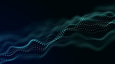 Abstract technology stream background. Digital dynamic wave of dots. network connection structure. 3D.の写真素材