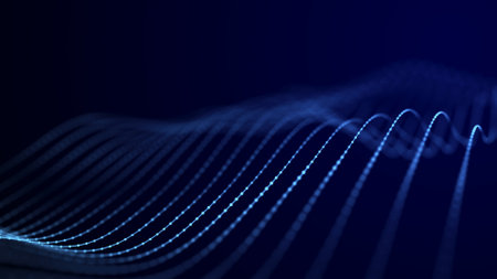 Wave of dots and weave lines. abstract background. network connection structure. 3Dの写真素材