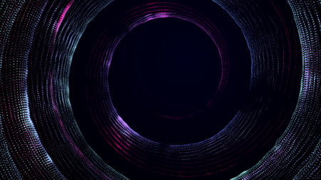 Big data wormhole.Abstract digital background of moving particles. Information space flow. 3D