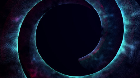 Big data wormhole.Abstract digital background of moving particles. Information space flow. 3D