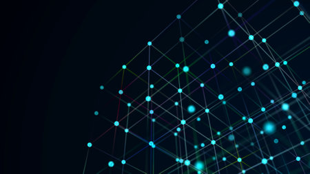 Data binding cells. Digital blockchain concept and information transmission system. 3D.の写真素材