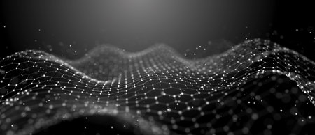 Internet technology network. Abstract black and white background. Large amount of data. 3d.
