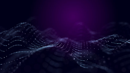 Wave of dots and weave lines. Abstract background. Network connection structure. 3Dの写真素材