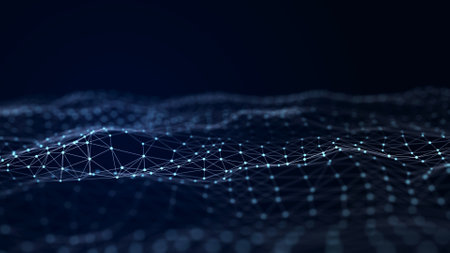 Network connection structure. Data transfer. Abstract background with interweaving of dots and...