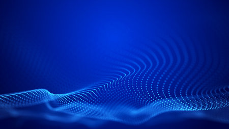Network connection structure. Futuristic abstract mesh. Wave with the connection of points and lines. Big data.の写真素材