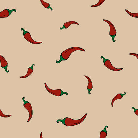 Seamless pepper pattern. Vector illustration on rose background.のイラスト素材