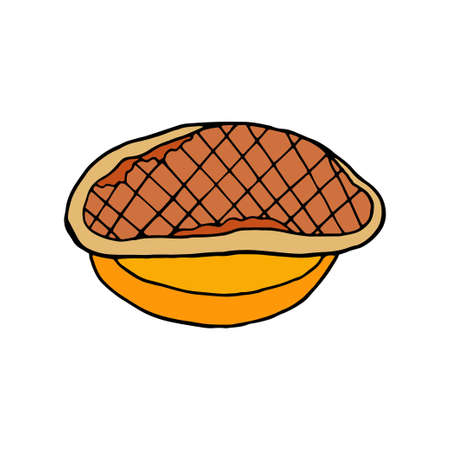 Vector hand drawn foie gras. French cuisine dish. Design sketch element for menu cafe, bistro, restaurant, label and packaging. Colorful illustration on a white background.のイラスト素材