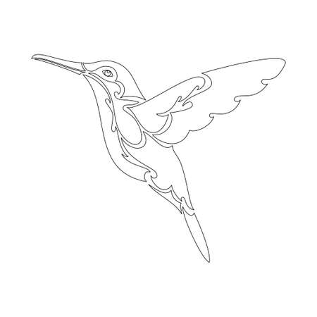 Hand-drawn abstract portrait of a hummingbird for tattoo, logo, wall decor, T-shirt print design or outwear. Vector stylized illustration on white background.のイラスト素材